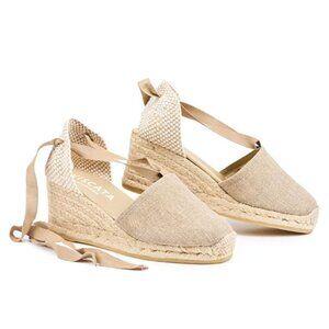 Viscata Escala Wedge Espadrille Linen Taupe